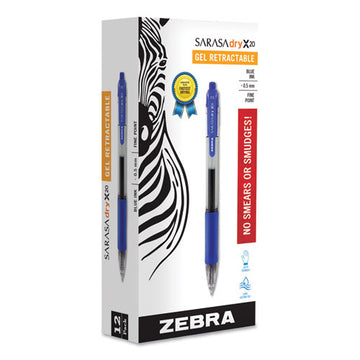 Zebra® Sarasa Dry Gel X20 Gel Pen, Retractable, Fine 0.5 Mm, Blue Ink, Translucent Blue Barrel, Dozen freeshipping - TVN Wholesale